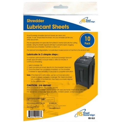 Royal Sovereign RS-SLS Shredder Lubricant Sheets  - 10pk