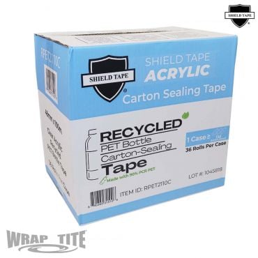 Wrap-Tite Recycled PET Bottle Clear Acrylic Carton Sealing Tape (48mm x 100m, 1.2 Mil) - 36 Rolls/Case