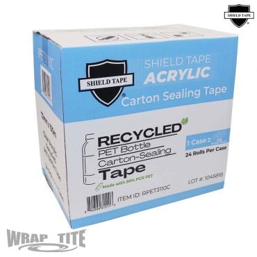 Wrap-Tite Recycled PET Bottle Clear Acrylic Carton Sealing Tape (72mm x 100m, 1.2 Mil) - 36 Rolls/Case