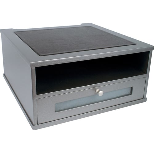 Victor Monitor Riser with Shelf and Drawer (Classic Silver) - S1175