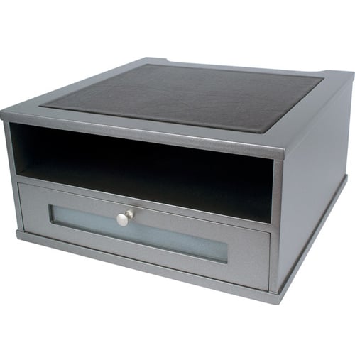 Victor Monitor Riser with Shelf and Drawer (Classic Silver) - S1175