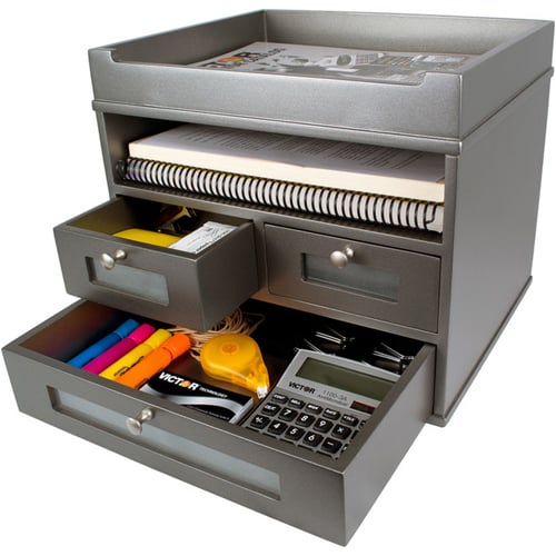 Victor Tidy Tower Desktop Organizer (Classic Silver) - S5500