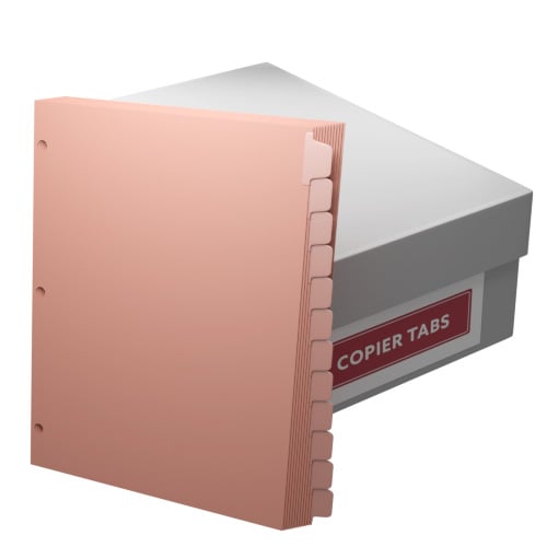 MyBinding 90lb Salmon 1/11th Straight Collated Mylar Coated Copier Tabs (3-Hole Punched) - 1 Carton