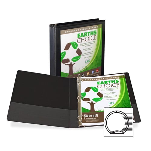 Samsill Black Earth's Choice Insertable Round Ring View Binder