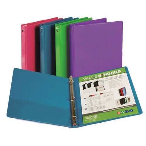 Samsill 1/2" Assorted Economy Insertable Round Ring View Binder - 12pk