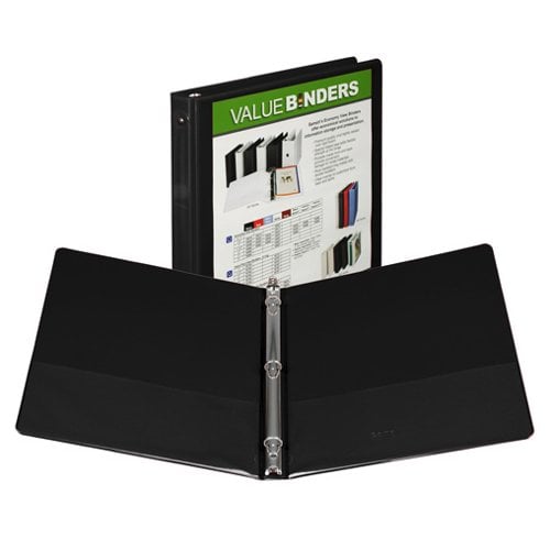 Samsill 1/2" Black Economy Insertable Round Ring View Binder -  6pk