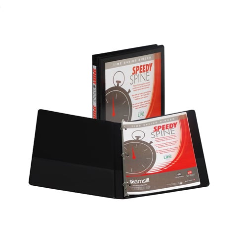 Samsill 1/2" Black Speedy Spine Round Ring View Binder - 12pk