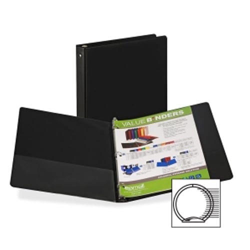 Samsill  1/2" Black Value Round Ring Storage Binder - 12pk