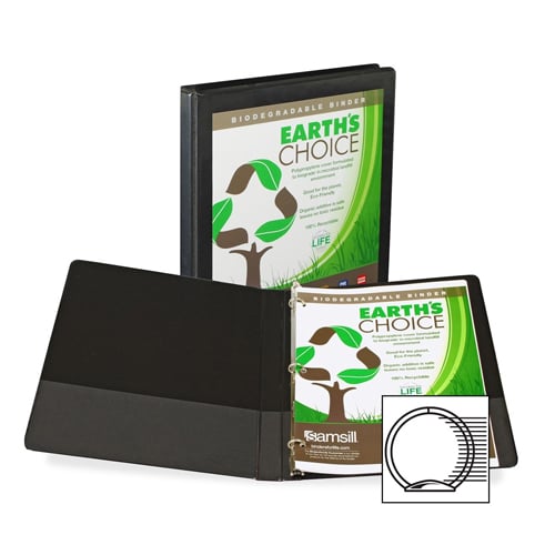 Samsill 1.5" Black Earth's Choice Insertable Round Ring View Binder - 12pk