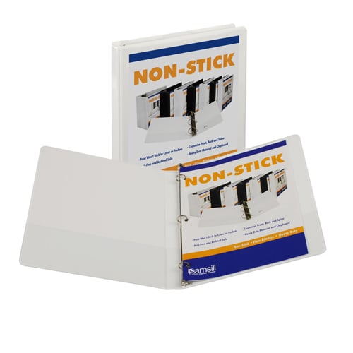 Samsill 1/2" White Nonstick Round Ring View Binder - 12pk