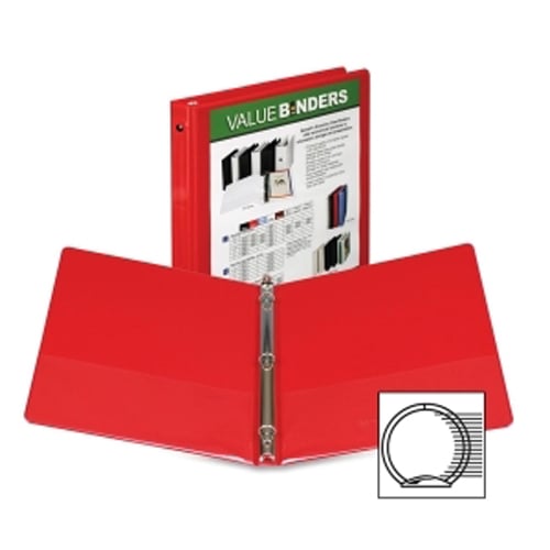 Samsill Red Economy Insertable Round Ring View Binder