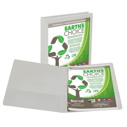 Samsill 1/2" White Earth's Choice Biodegradable Round Ring View Binder - 12pk