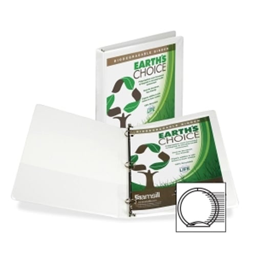Samsill 1/2" White Earth's Choice Biodegradable Round Ring View Binder - 12pk