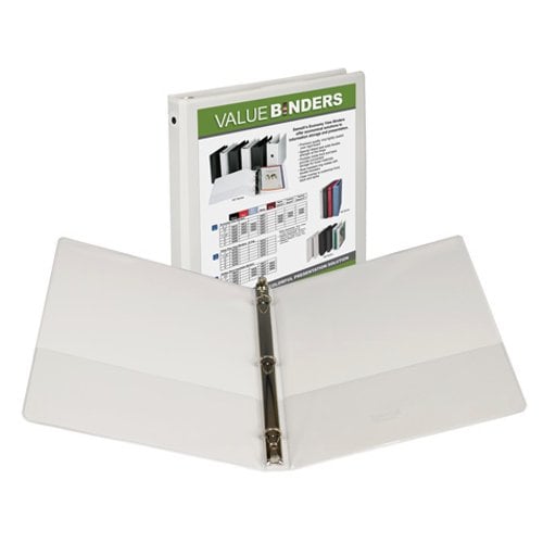 Samsill 1/2" White Economy Insertable Round Ring View Binder -  6pk