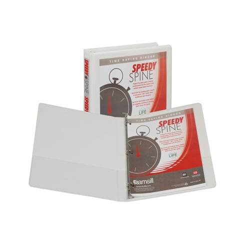 Samsill 1/2" White Speedy Spine Round Ring View Binder - 12pk