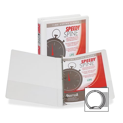 Samsill White Speedy Spine Round Ring View Binder - 12pk