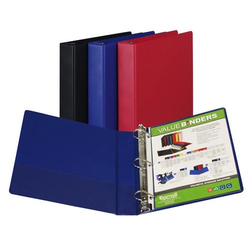 Samsill 1.5" Assorted Value Plus Angle-D Ring Storage Binder - 12pk