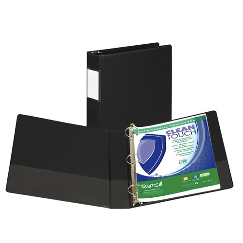 Samsill 1.5" Black Clean Touch Antimicrobial RR Binder- 12pk