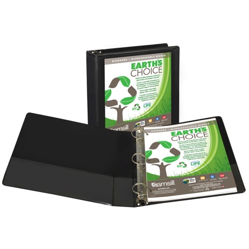 Samsill 1.5" Black Earth's Choice Biodegradable D-Ring View Binder - 12pk