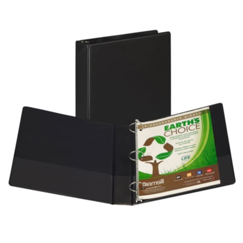 Samsill 1.5" Black Earth's Choice Round Ring Storage Binder - 12pk