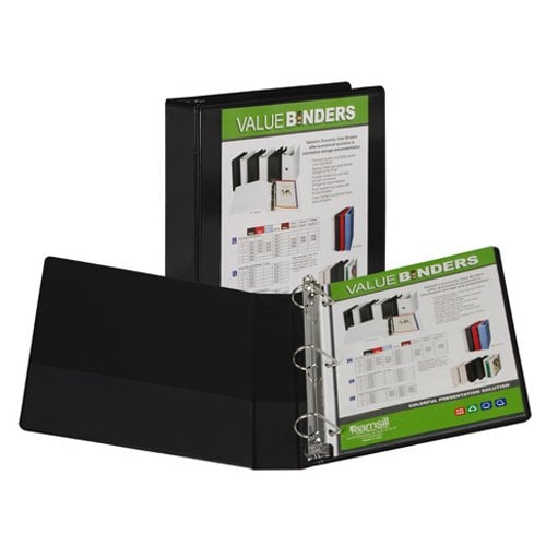 Samsill 1.5" Black Insertable Angle-D Ring View Binder - 12pk