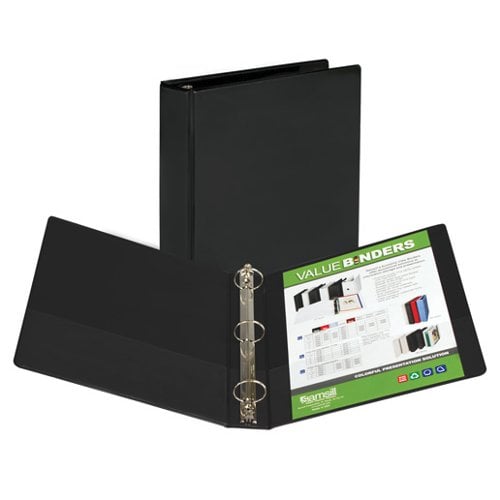 Samsill 1.5" Black Insertable Locking Round Ring View Binder - 12pk