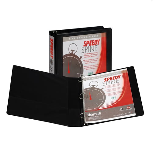 Samsill 1.5" Black Speedy Spine Round Ring View Binder - 12pk
