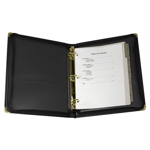 Samsill 1.5" Black Zippered Ring Binder Portfolio - 5pk