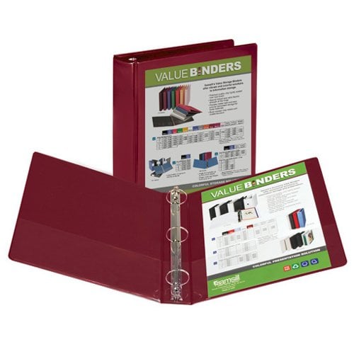 Samsill 1.5" Burgundy Insertable Locking Round Ring View Binder - 12pk