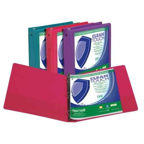 Samsill 1.5" Fashion Assorted Clean Touch Antimicrobial Economy Round Ring View Binder - 12pk