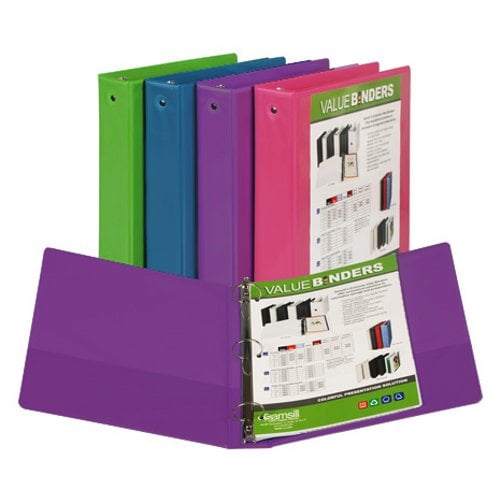 Samsill 1.5" Fashion Assorted II Economy Insertable Round Ring View Binder - 12pk