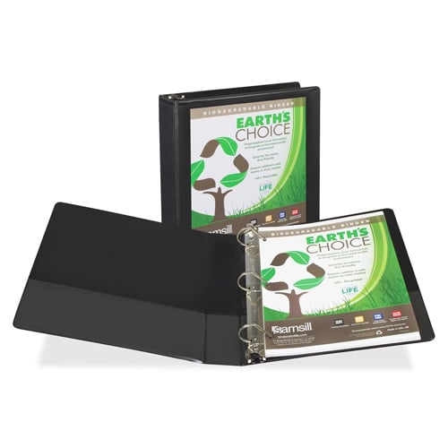 Samsill 1.5" Black Earth's Choice Biodegradable D-Ring View Binder - 12pk