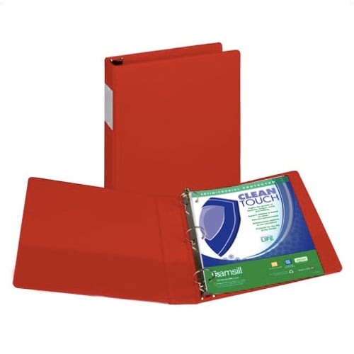 Samsill 1.5" Red Clean Touch Antimicrobial Round Ring Binder- 12pk