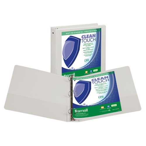 Samsill 1.5" White Clean Touch Antimicrobial Economy Round Ring View Binder - 12pk