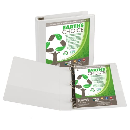 Samsill 1.5" White Earth's Choice Biodegradable Angle-D Ring Binder - 12pk