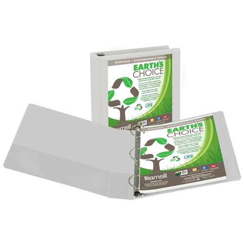 Samsill 1.5" White Earth's Choice Biodegradable Round Ring View Binder - 12pk