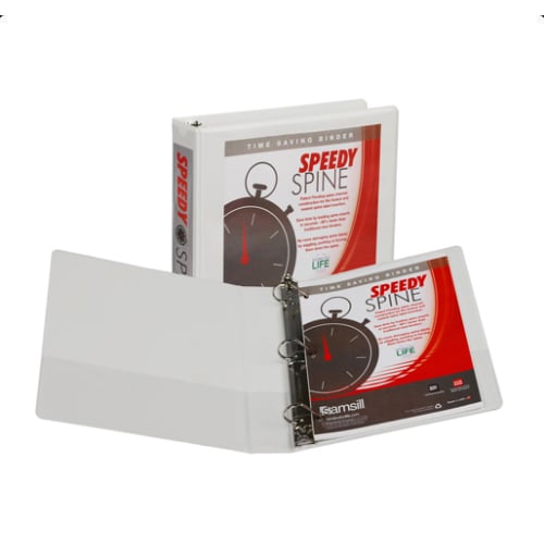 Samsill 1.5" White Speedy Spine D-Ring View Binder - 12pk