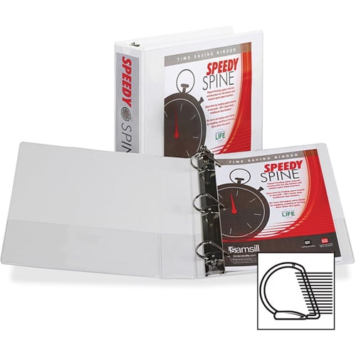 Samsill White Speedy Spine D-Ring View Binder - 12pk