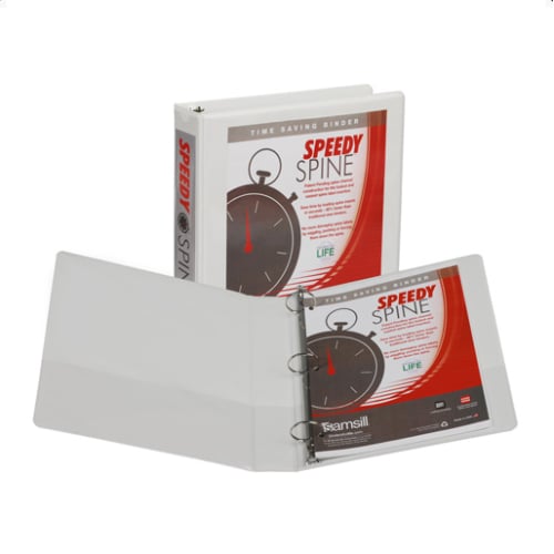 Samsill 1.5" White Speedy Spine Round Ring View Binder - 12pk