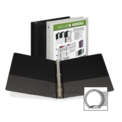 Samsill 1" Assorted Black/White Economy Round Ring Insertable View Binder - 12pk