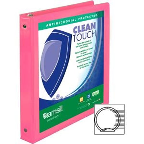 Samsill 1" Berry Clean Touch Antimicrobial Economy Round Ring View Binder - 12pk