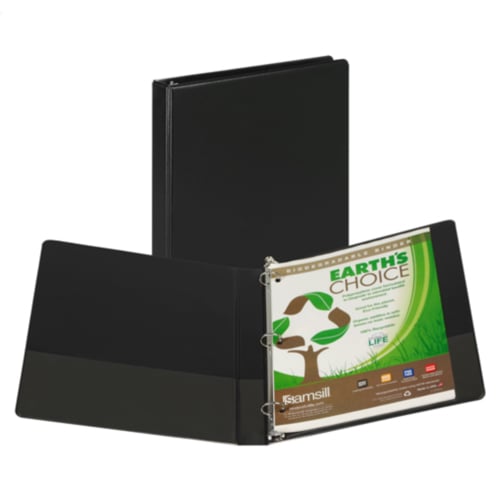 Samsill 1" Black Earth's Choice Round Ring Storage Binder - 12pk