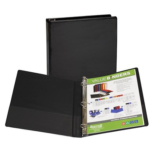 Samsill Black Insertable Angle-D Ring View Binder