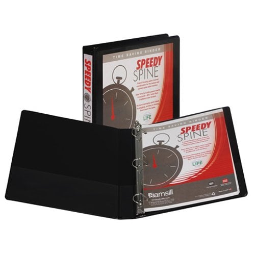 Samsill 1" Black Speedy Spine D-Ring View Binder - 12pk