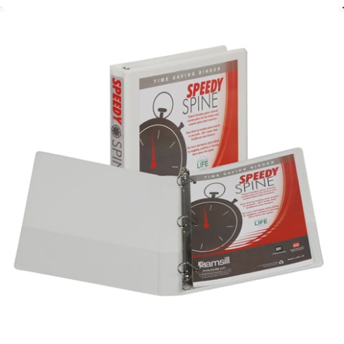 Samsill 1" White Speedy Spine D-Ring View Binder - 12pk