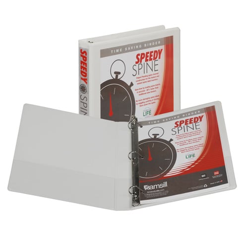 Samsill 1" White Speedy Spine D-Ring View Binder - 12pk