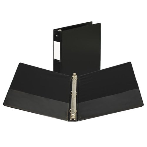 Samsill 1" Black Value Plus Round Ring Binder w/ Label Holder - 24pk