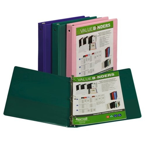 Samsill 1" Fashion Assorted II Economy Insertable Round Ring View Binder - 12pk