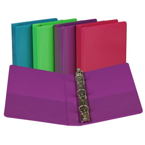 Samsill 1" Fashion Assorted Junior Economy Insertable Round Ring View Binder - 12pk