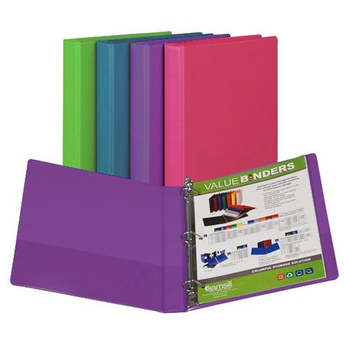 Samsill Fashion Assorted Value Plus Angle-D Ring Storage Binder